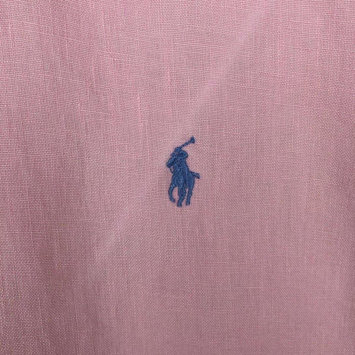 Ralph Lauren CLASSIC FIT Short-Sleeve Linen Button-Down Shirt, Men's Size XXL (approx.) linen pink type Vintage Second Hand
