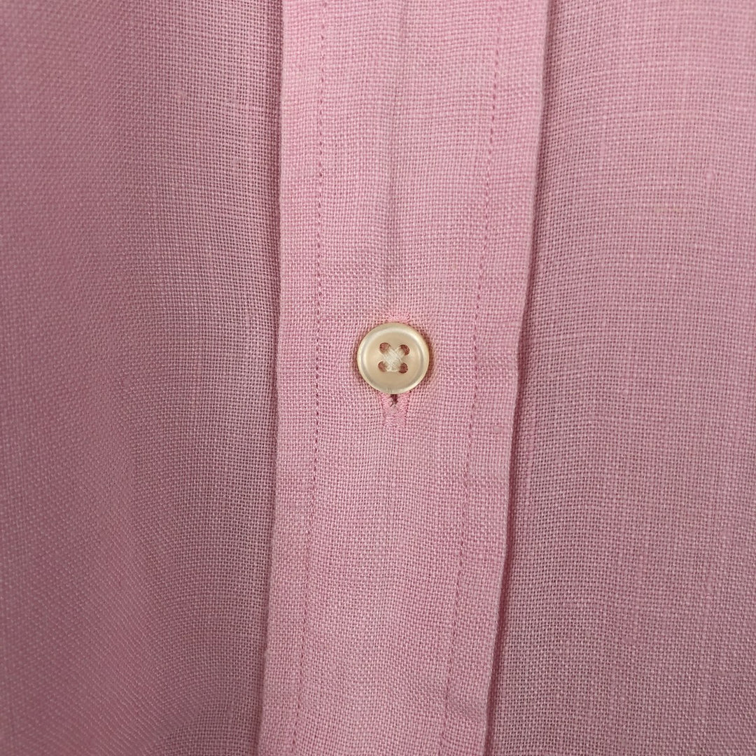 Ralph Lauren CLASSIC FIT Short-Sleeve Linen Button-Down Shirt, Men's Size XXL (approx.) linen pink type Vintage Second Hand