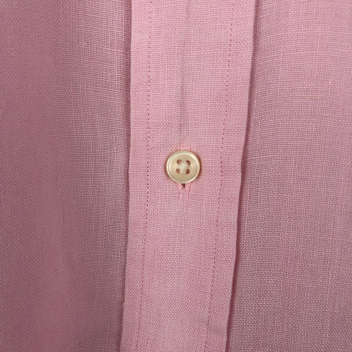 Ralph Lauren CLASSIC FIT Short-Sleeve Linen Button-Down Shirt, Men's Size XXL (approx.) linen pink type Vintage Second Hand