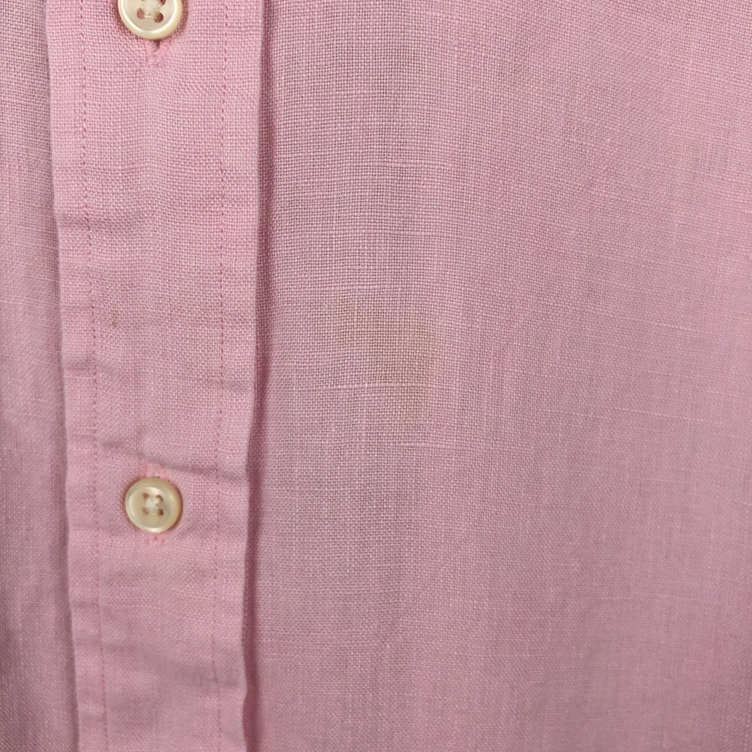 Ralph Lauren CLASSIC FIT Short-Sleeve Linen Button-Down Shirt, Men's Size XXL (approx.) linen pink type Vintage Second Hand