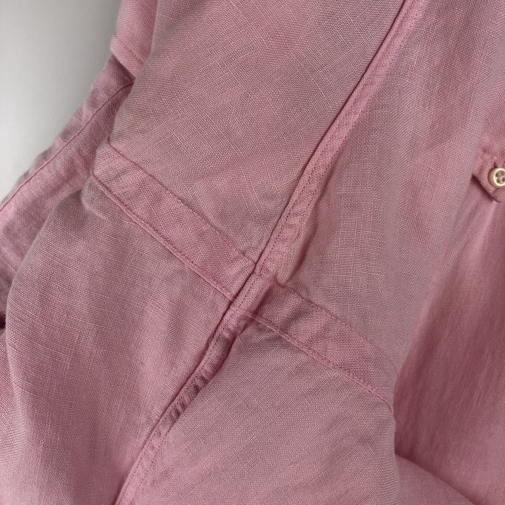 Ralph Lauren CLASSIC FIT Short-Sleeve Linen Button-Down Shirt, Men's Size XXL (approx.) linen pink type Vintage Second Hand