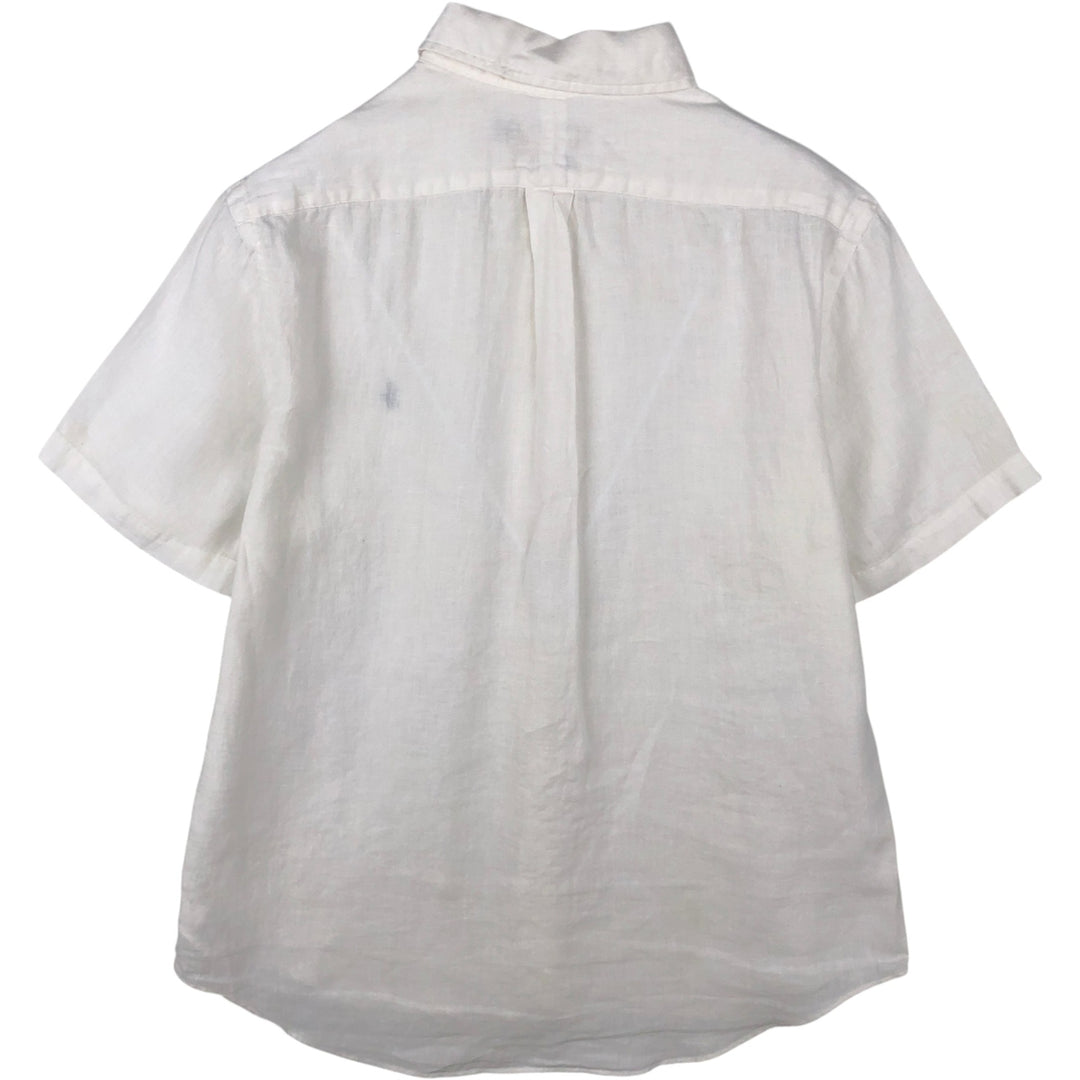 Ralph Lauren Classic Fit short sleeve linen button down shirt, men's size M linen white type Vintage Second Hand