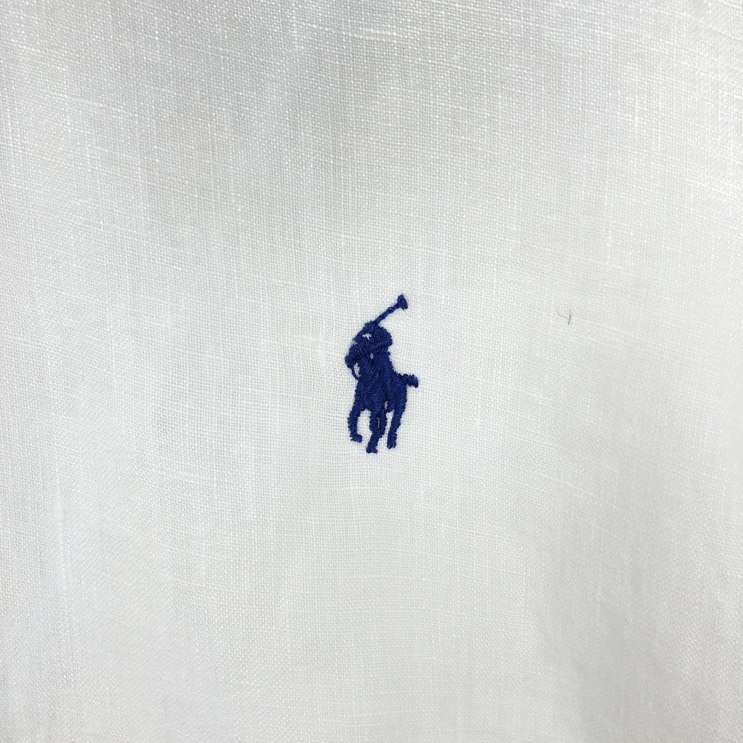 Ralph Lauren Classic Fit short sleeve linen button down shirt, men's size M linen white type Vintage Second Hand