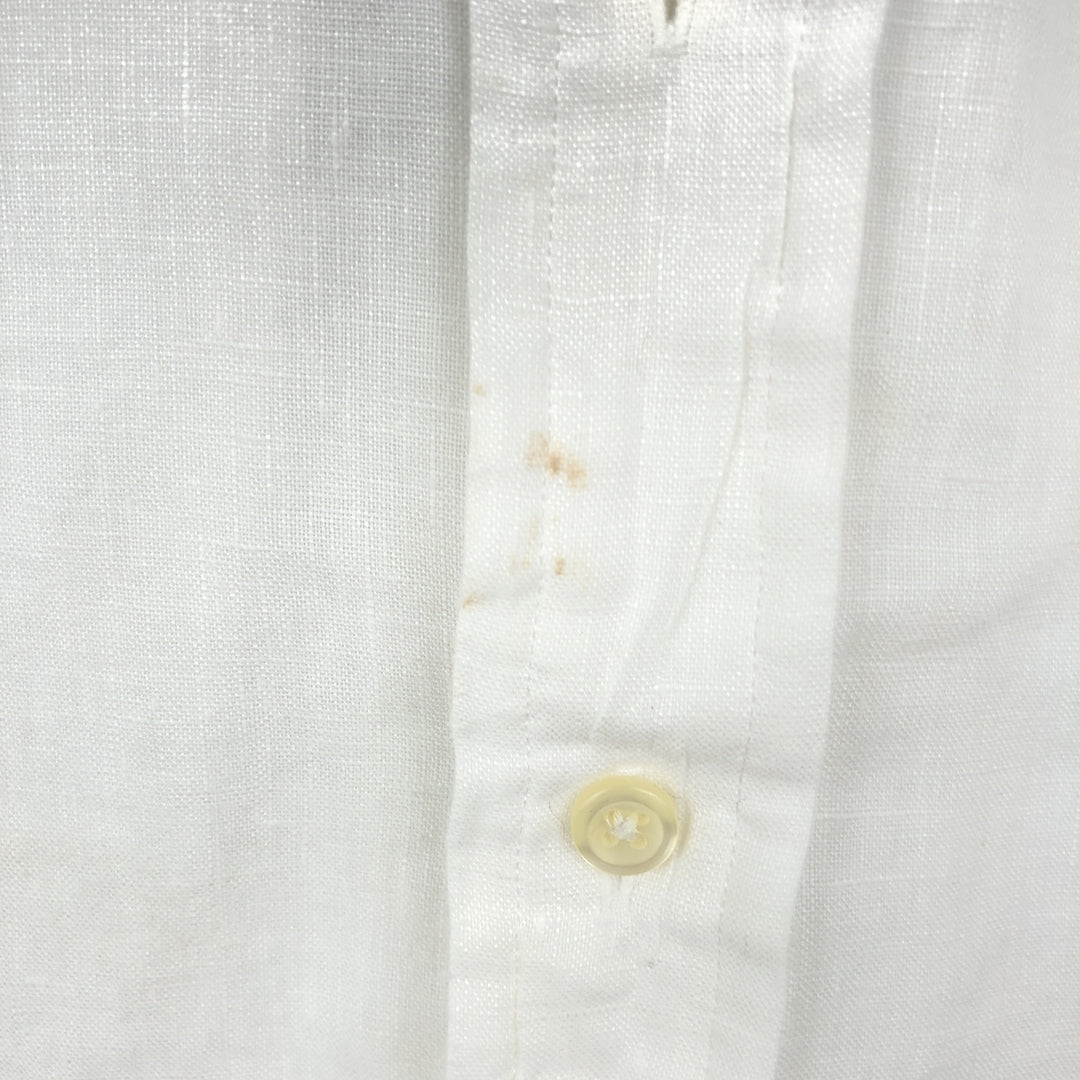 Ralph Lauren Classic Fit short sleeve linen button down shirt, men's size M linen white type Vintage Second Hand