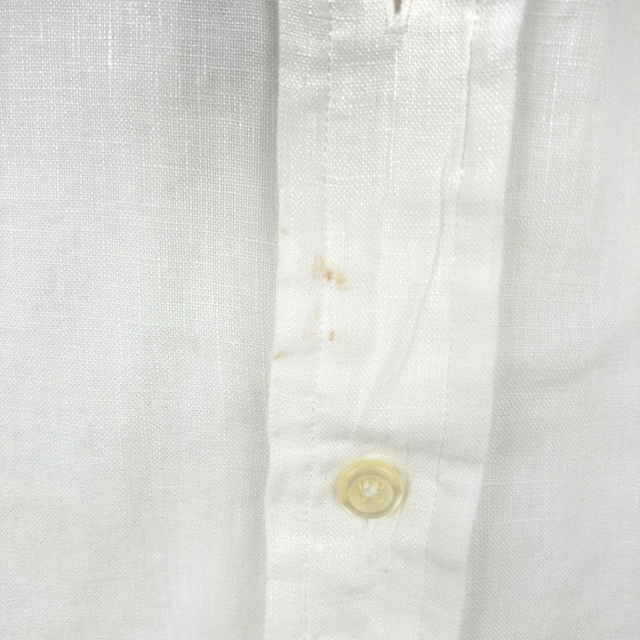 Ralph Lauren Classic Fit short sleeve linen button down shirt, men's size M linen white type Vintage Second Hand