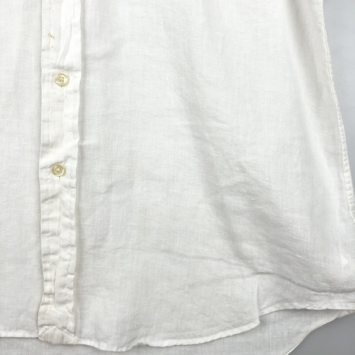 Ralph Lauren Classic Fit short sleeve linen button down shirt, men's size M linen white type Vintage Second Hand