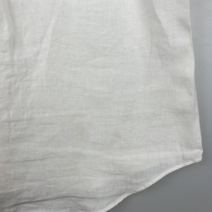 Ralph Lauren Classic Fit short sleeve linen button down shirt, men's size M linen white type Vintage Second Hand