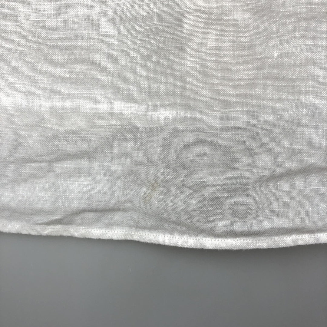 Ralph Lauren Classic Fit short sleeve linen button down shirt, men's size M linen white type Vintage Second Hand