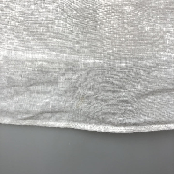 Ralph Lauren Classic Fit short sleeve linen button down shirt, men's size M linen white type Vintage Second Hand