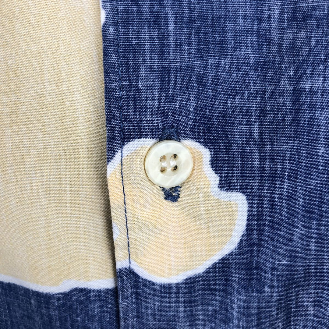 90s-00'S Reyn Spooner Commemorative Classics all-over hibiscus pattern Hawaiian Aloha shirt, boxy shirt, made in Hawaii. cotton navy blue type Vintage Second Hand