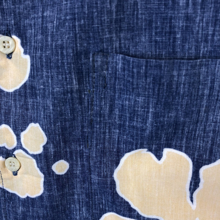 90s-00'S Reyn Spooner Commemorative Classics all-over hibiscus pattern Hawaiian Aloha shirt, boxy shirt, made in Hawaii. cotton navy blue type Vintage Second Hand