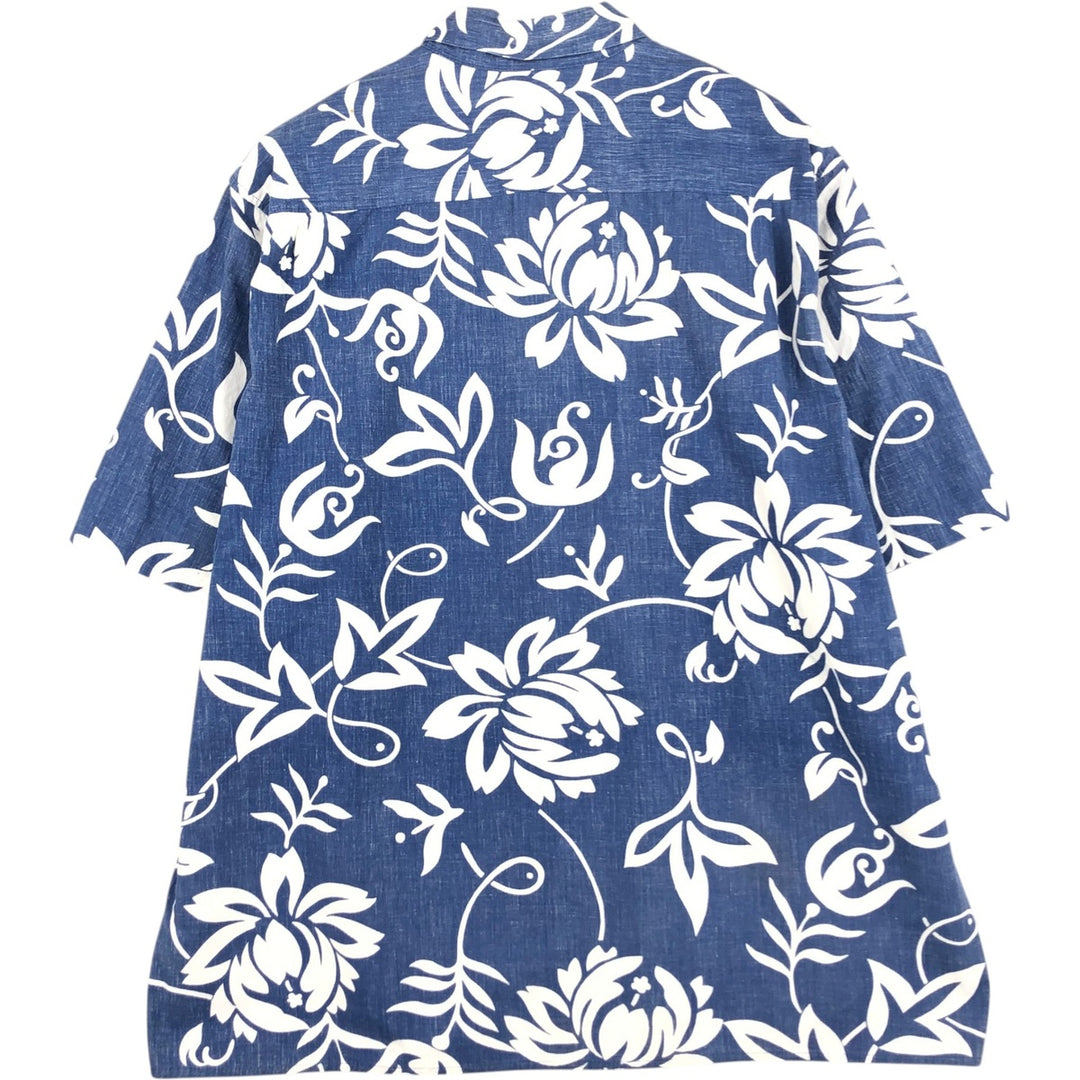 90s-00'S Reyn Spooner Commemorative Classics all-over floral Hawaiian Aloha shirt, boxy style, made in Hawaii. cotton navy blue type Vintage Second Hand