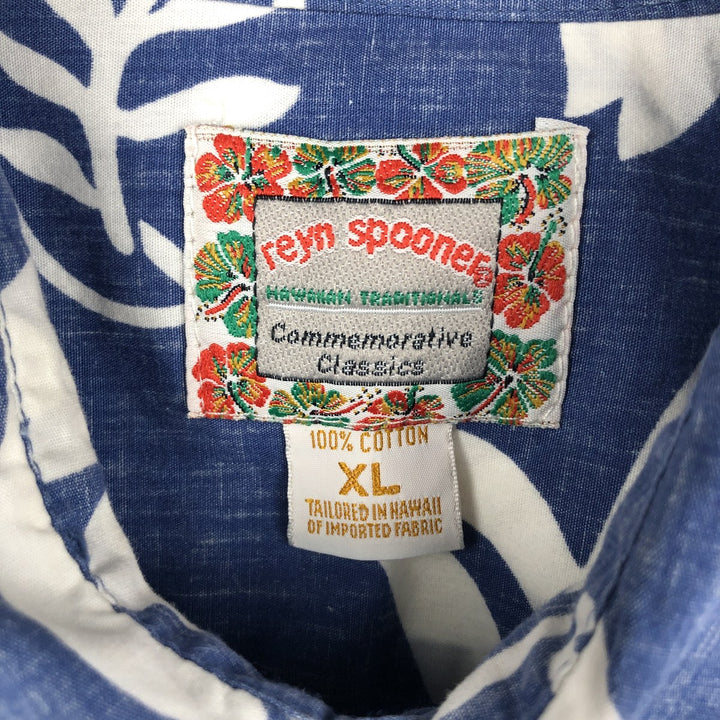 90s-00'S Reyn Spooner Commemorative Classics all-over floral Hawaiian Aloha shirt, boxy style, made in Hawaii. cotton navy blue type Vintage Second Hand