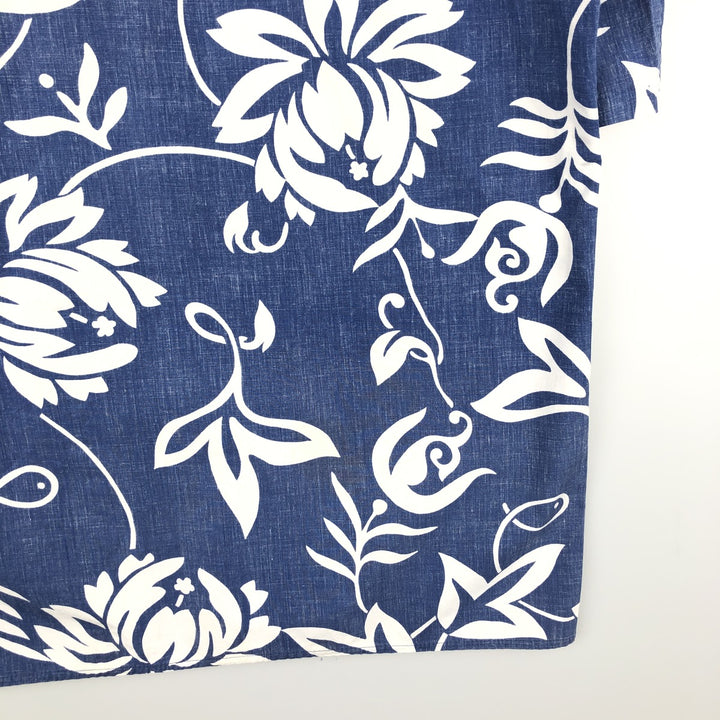 90s-00'S Reyn Spooner Commemorative Classics all-over floral Hawaiian Aloha shirt, boxy style, made in Hawaii. cotton navy blue type Vintage Second Hand