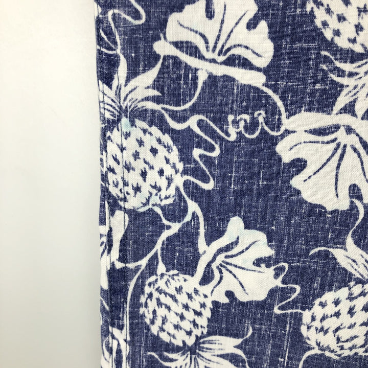 90'S Reyn Spooner swimwear tag, all-over botanical pattern, half-button button-down Aloha shirt, men's size L equivalent. cotton blue type Vintage Second Hand