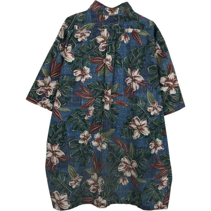 90'S Reyn Spooner Bikini Tag All-over Floral Print Half-Button Button-Down Hawaiian Aloha Shirt Boxy Shirt Made in Hawaii cotton blue type Vintage Second Hand