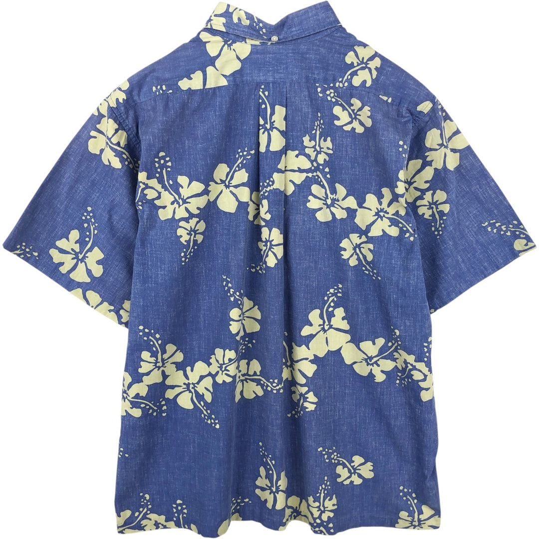 90'S Reyn Spooner Commemorative Classics all-over print half-button button-down Hawaiian Aloha shirt, men's size XL. cotton blue type Vintage Second Hand