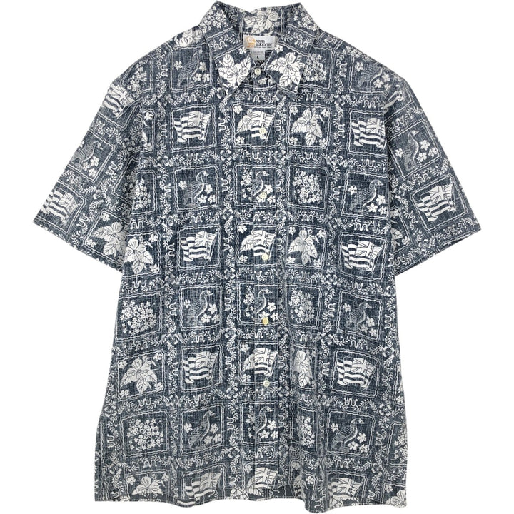 70s-80'S Reyn Spooner Gold Tag All-Over Print Lahaina Sailor Aloha Shirt Box Shirt Men's Size L (Equivalent) Vintage cotton navy blue type Vintage Second Hand