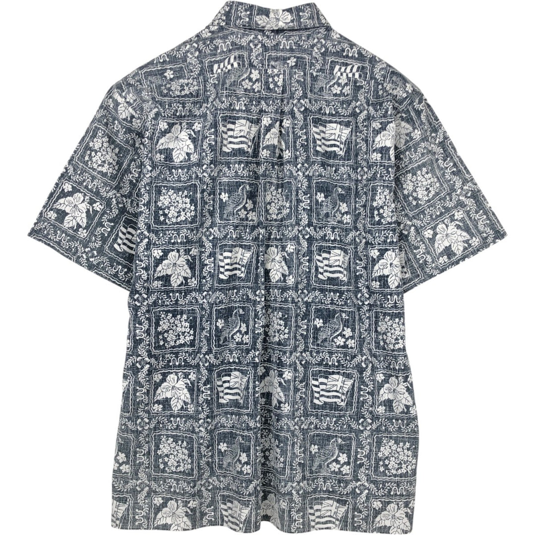 70s-80'S Reyn Spooner Gold Tag All-Over Print Lahaina Sailor Aloha Shirt Box Shirt Men's Size L (Equivalent) Vintage cotton navy blue type Vintage Second Hand