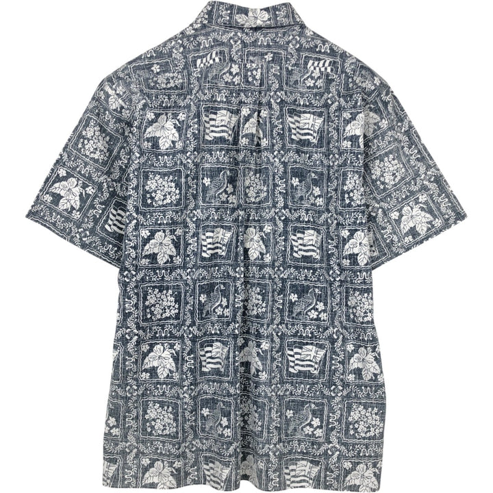 70s-80'S Reyn Spooner Gold Tag All-Over Print Lahaina Sailor Aloha Shirt Box Shirt Men's Size L (Equivalent) Vintage cotton navy blue type Vintage Second Hand