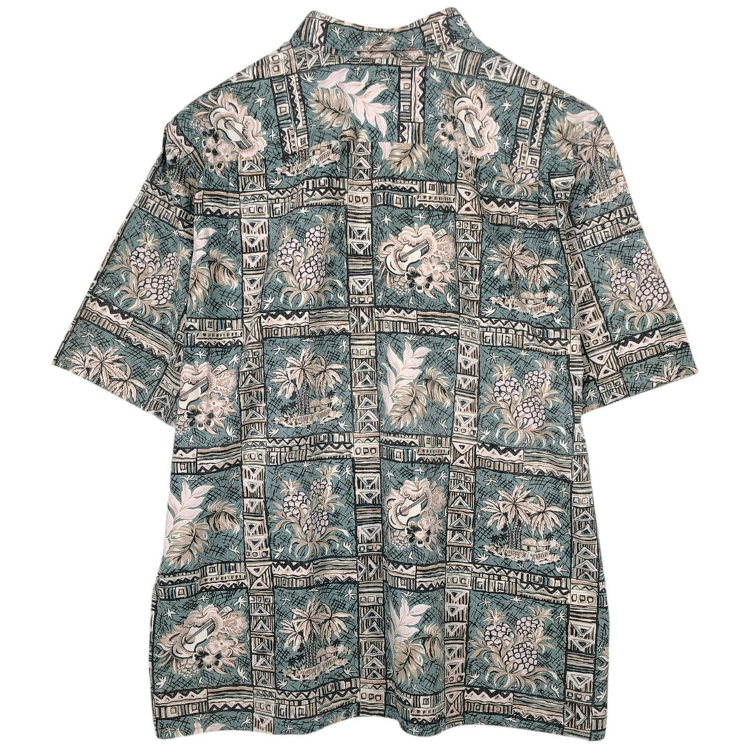 Vintage 80s-90'S Reyn Spooner Diamond Head tag all-over print rayon aloha shirt, men's size XL. cotton Khaki type sage green Vintage Second Hand