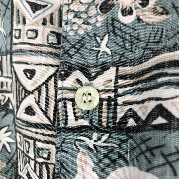 Vintage 80s-90'S Reyn Spooner Diamond Head tag all-over print rayon aloha shirt, men's size XL. cotton Khaki type sage green Vintage Second Hand