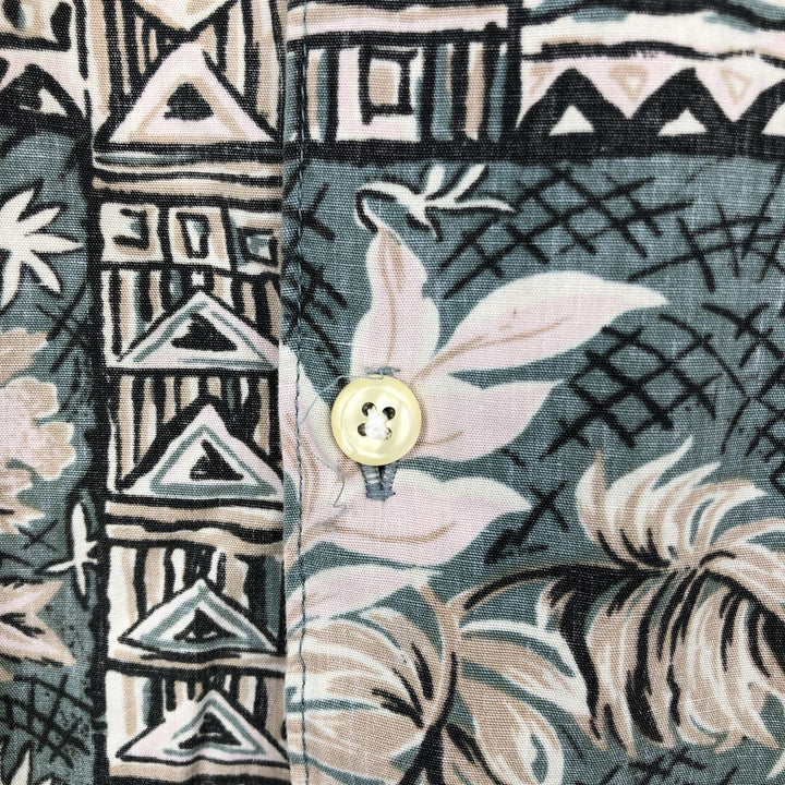 Vintage 80s-90'S Reyn Spooner Diamond Head tag all-over print rayon aloha shirt, men's size XL. cotton Khaki type sage green Vintage Second Hand