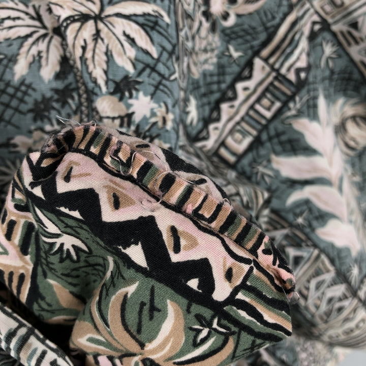 Vintage 80s-90'S Reyn Spooner Diamond Head tag all-over print rayon aloha shirt, men's size XL. cotton Khaki type sage green Vintage Second Hand