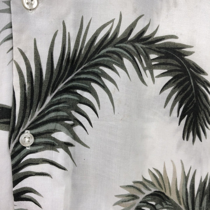 STUSSY All-Over Leaf Pattern Open Collar Rayon Hawaiian Aloha Shirt, Men's Size Small Rayon white type Vintage Second Hand