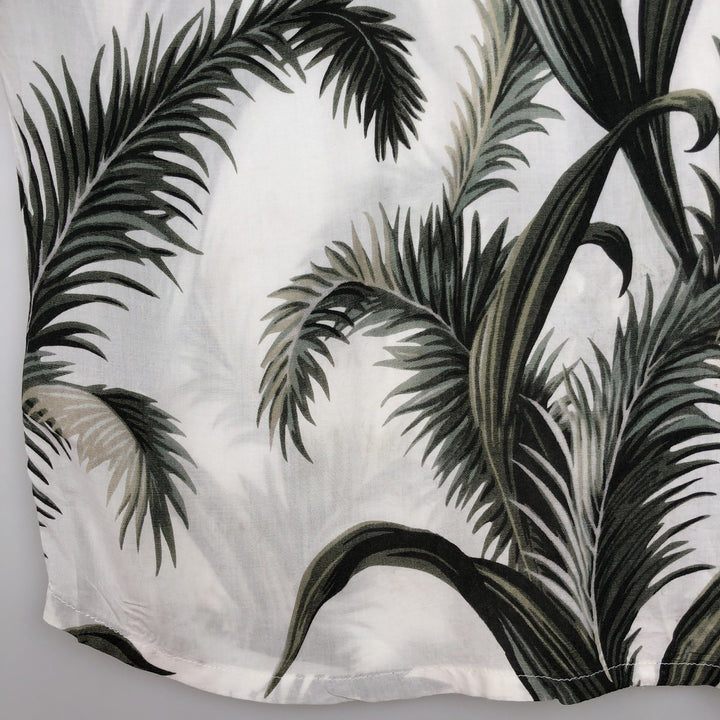STUSSY All-Over Leaf Pattern Open Collar Rayon Hawaiian Aloha Shirt, Men's Size Small Rayon white type Vintage Second Hand