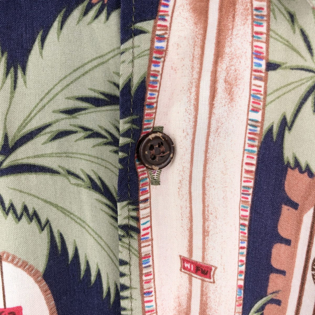 Vintage 80s-90'S Reyn Spooner Diamond Head tag all-over print rayon aloha shirt, men's size L equivalent. Rayon navy blue type Vintage Second Hand