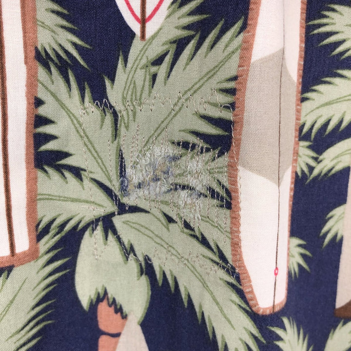 Vintage 80s-90'S Reyn Spooner Diamond Head tag all-over print rayon aloha shirt, men's size L equivalent. Rayon navy blue type Vintage Second Hand