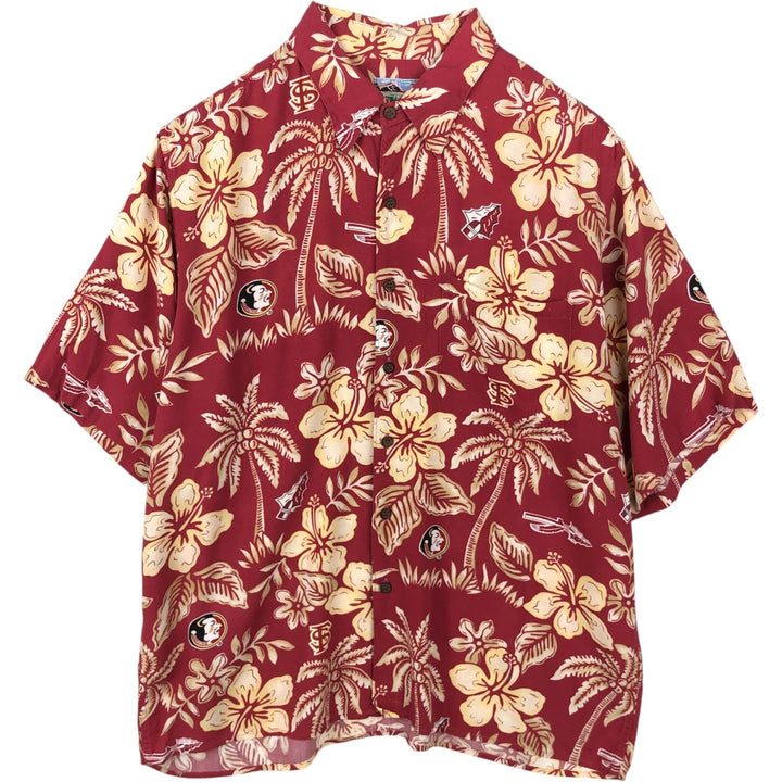 80s-90'S Reyn Spooner Diamond Head Tag All-Over Print College Rayon Aloha Shirt Men's Size L (Equivalent) Vintage Rayon red type Vintage Second Hand