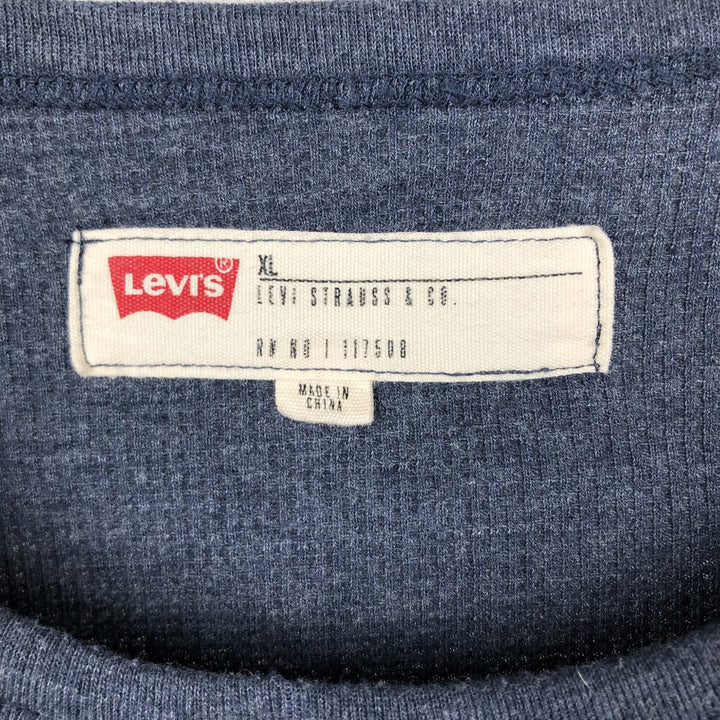Levi's Thermal Long-Sleeve Waffle T-Shirt, Men's Size XL (equivalent) cotton navy blue type Vintage Second Hand