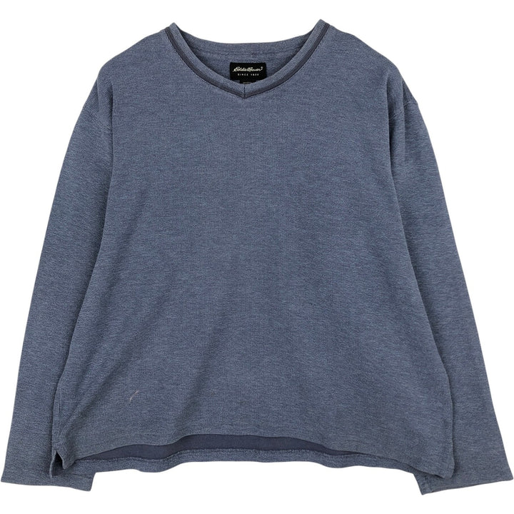 Eddie Bauer V-neck Thermal Long-Sleeve T-Shirt, Men's Size XL cotton blue type Vintage Second Hand