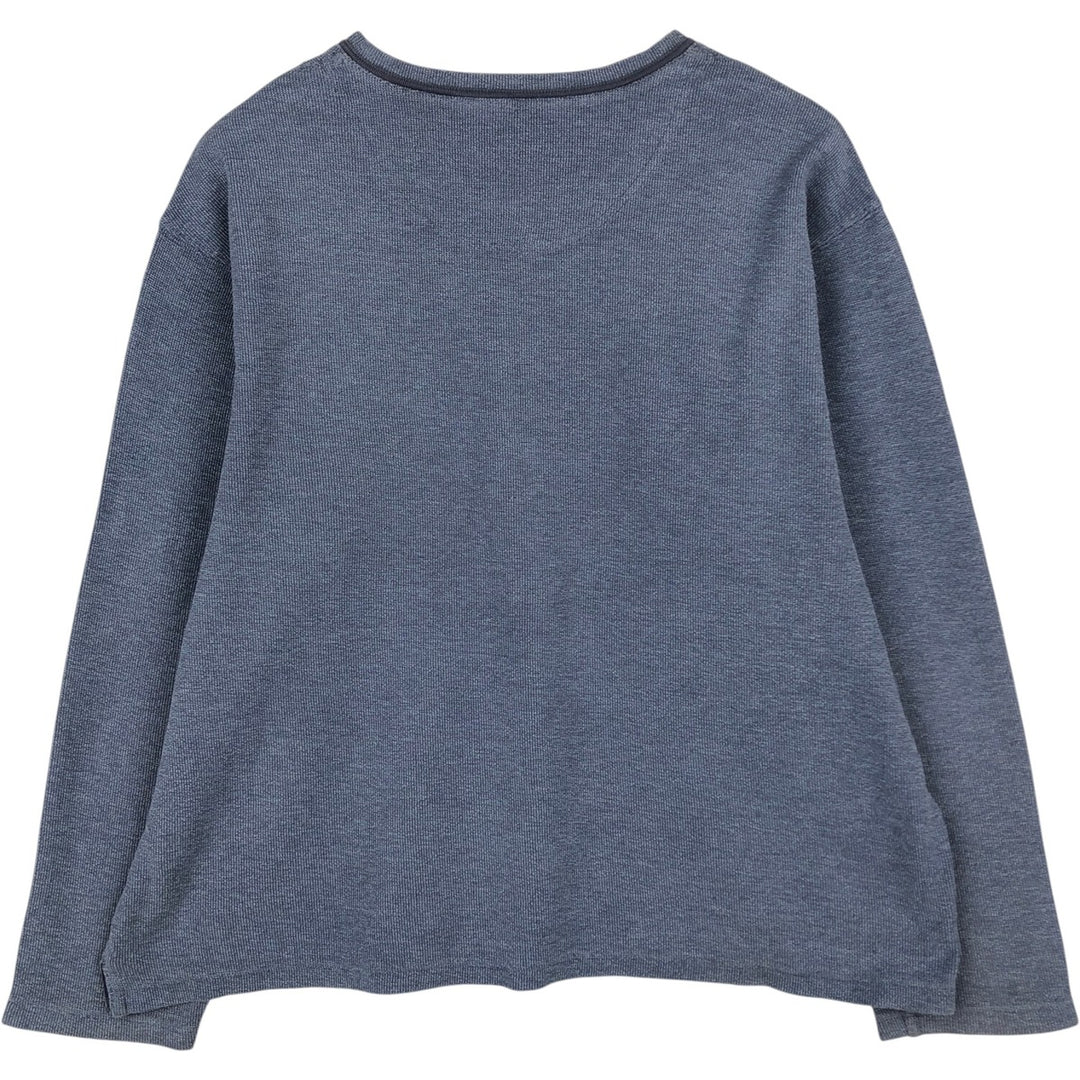 Eddie Bauer V-neck Thermal Long-Sleeve T-Shirt, Men's Size XL cotton blue type Vintage Second Hand