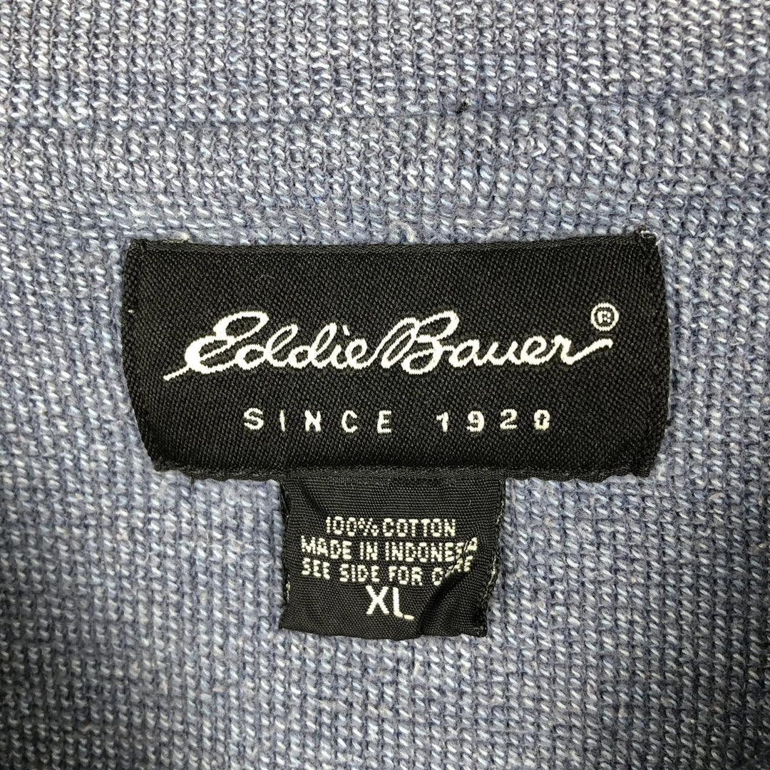Eddie Bauer V-neck Thermal Long-Sleeve T-Shirt, Men's Size XL cotton blue type Vintage Second Hand