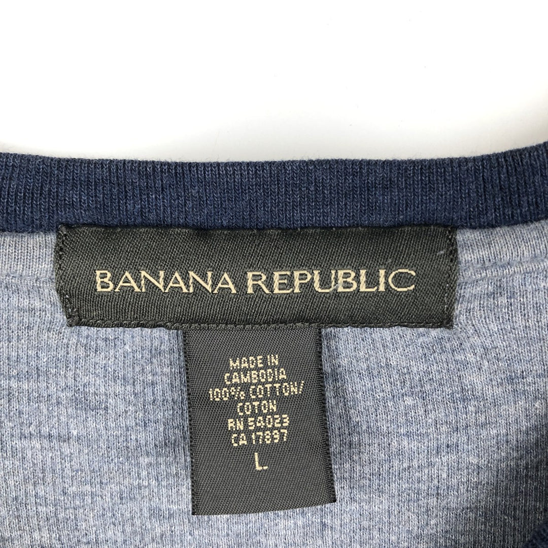 Banana Republic Thermal Long T-Shirt, Men's Size L cotton navy blue type Vintage Second Hand