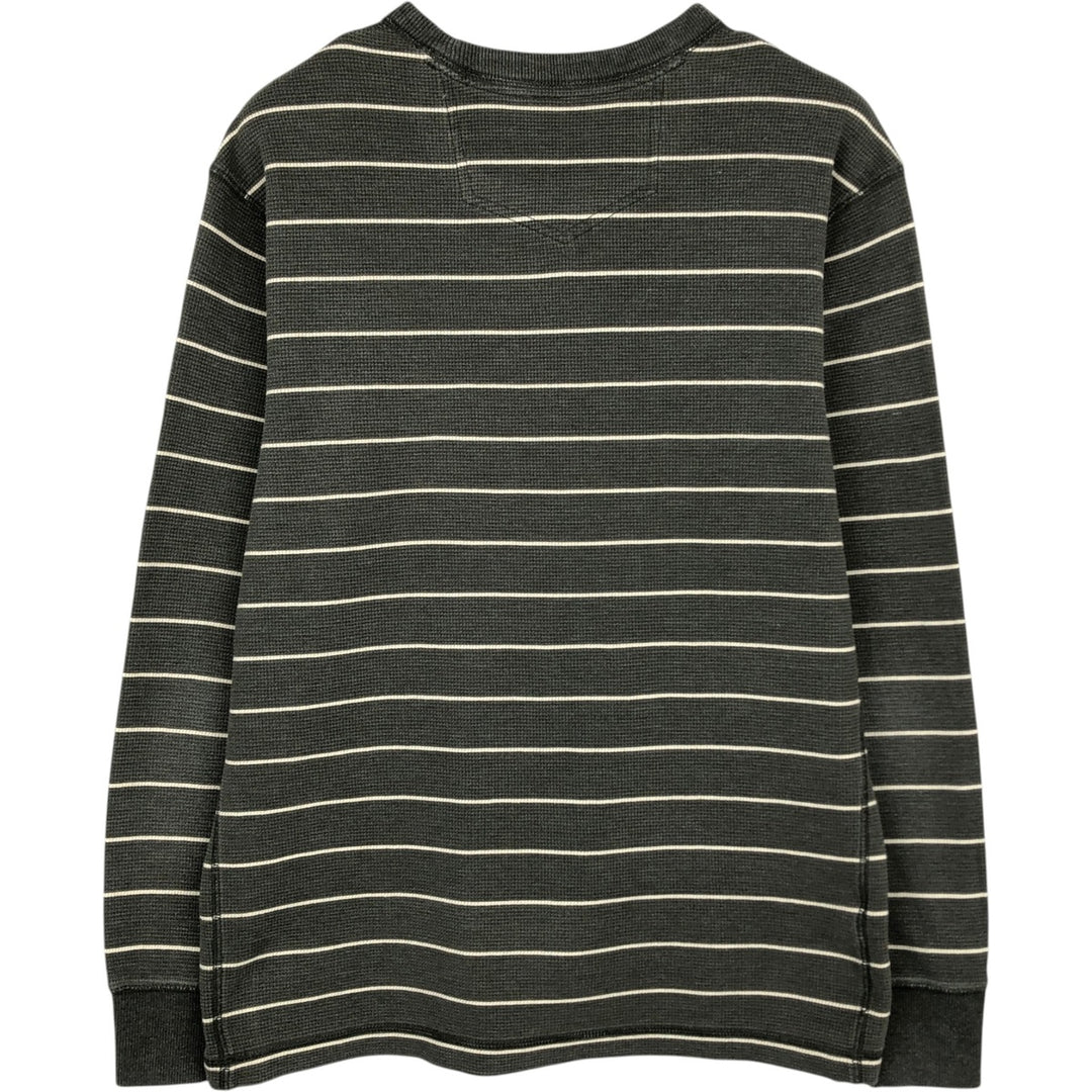 Eddie Bauer Border Pattern Thermal Long-Sleeve T-Shirt (Waffle Knit) - Men's Size L (approx.) cotton Khaki type Vintage Second Hand