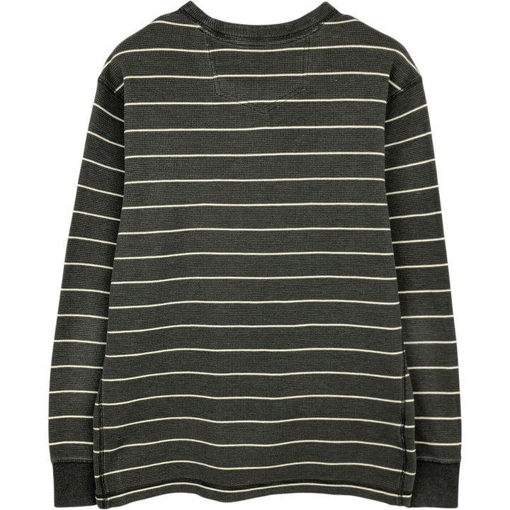 Eddie Bauer Border Pattern Thermal Long-Sleeve T-Shirt (Waffle Knit) - Men's Size L (approx.) cotton Khaki type Vintage Second Hand