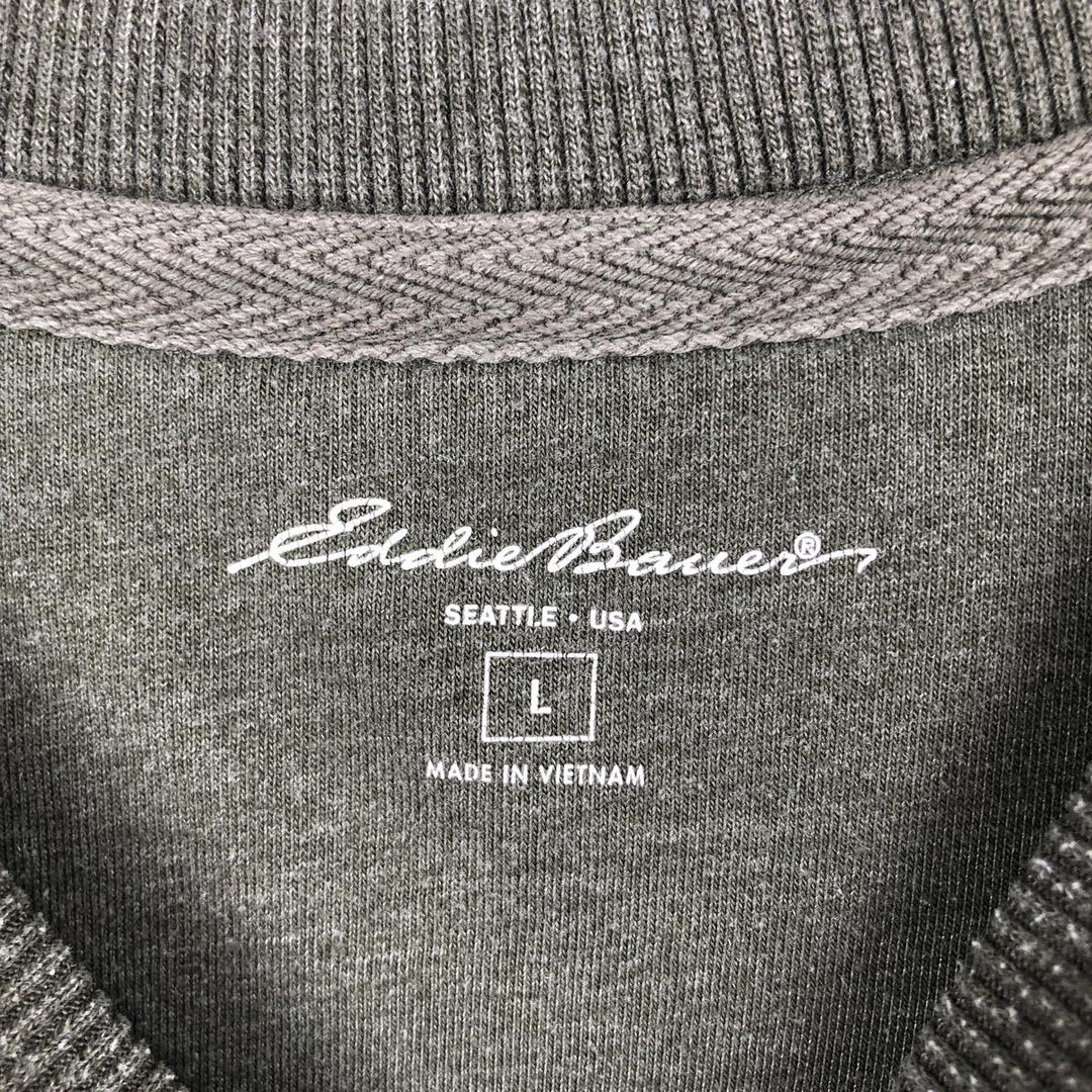 Eddie Bauer Border Pattern Thermal Long-Sleeve T-Shirt (Waffle Knit) - Men's Size L (approx.) cotton Khaki type Vintage Second Hand