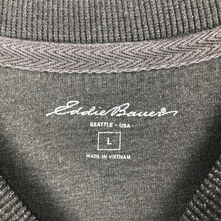 Eddie Bauer Border Pattern Thermal Long-Sleeve T-Shirt (Waffle Knit) - Men's Size L (approx.) cotton Khaki type Vintage Second Hand