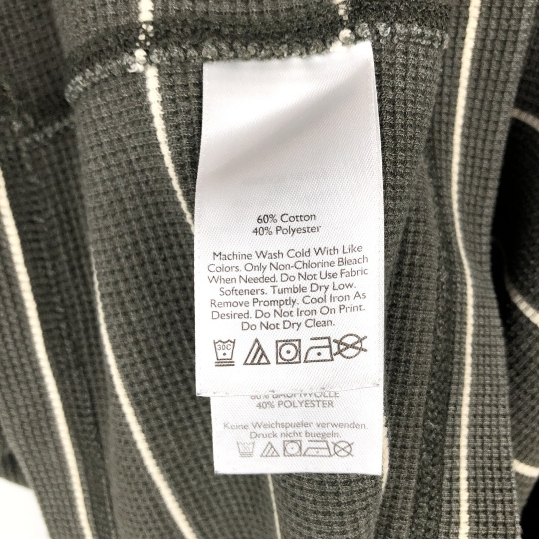 Eddie Bauer Border Pattern Thermal Long-Sleeve T-Shirt (Waffle Knit) - Men's Size L (approx.) cotton Khaki type Vintage Second Hand