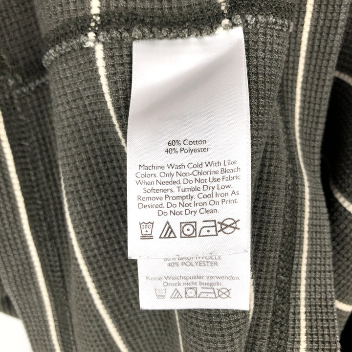 Eddie Bauer Border Pattern Thermal Long-Sleeve T-Shirt (Waffle Knit) - Men's Size L (approx.) cotton Khaki type Vintage Second Hand