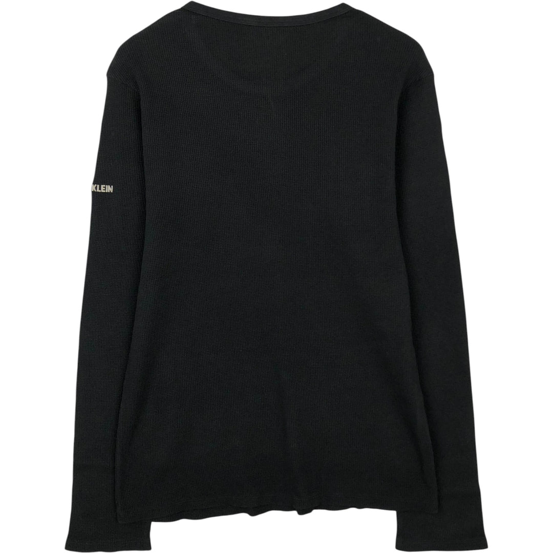 Calvin Klein Thermal Long-Sleeve T-Shirt, Waffle Pattern, Men's Size XL (equivalent) cotton black type Vintage Second Hand