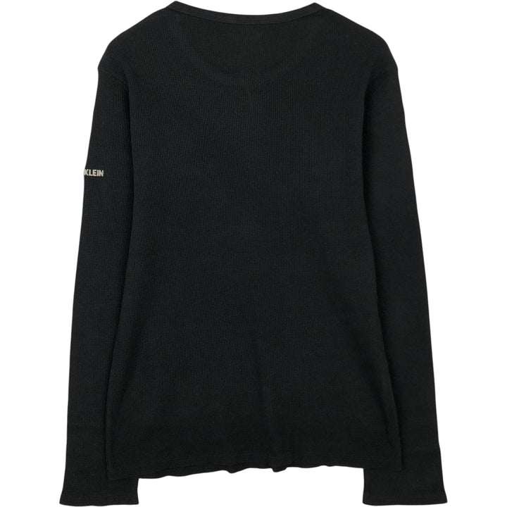 Calvin Klein Thermal Long-Sleeve T-Shirt, Waffle Pattern, Men's Size XL (equivalent) cotton black type Vintage Second Hand