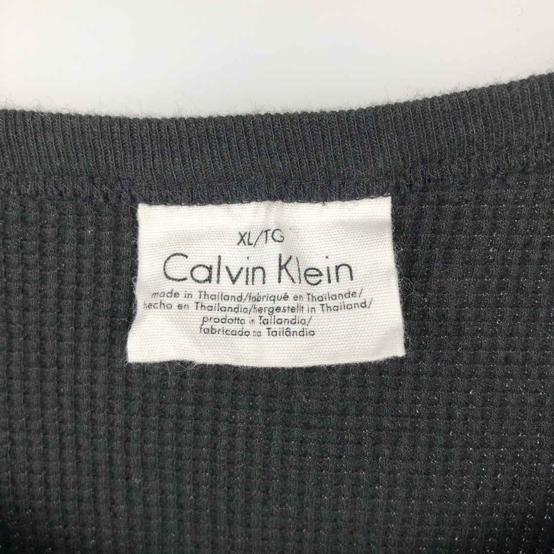 Calvin Klein Thermal Long-Sleeve T-Shirt, Waffle Pattern, Men's Size XL (equivalent) cotton black type Vintage Second Hand