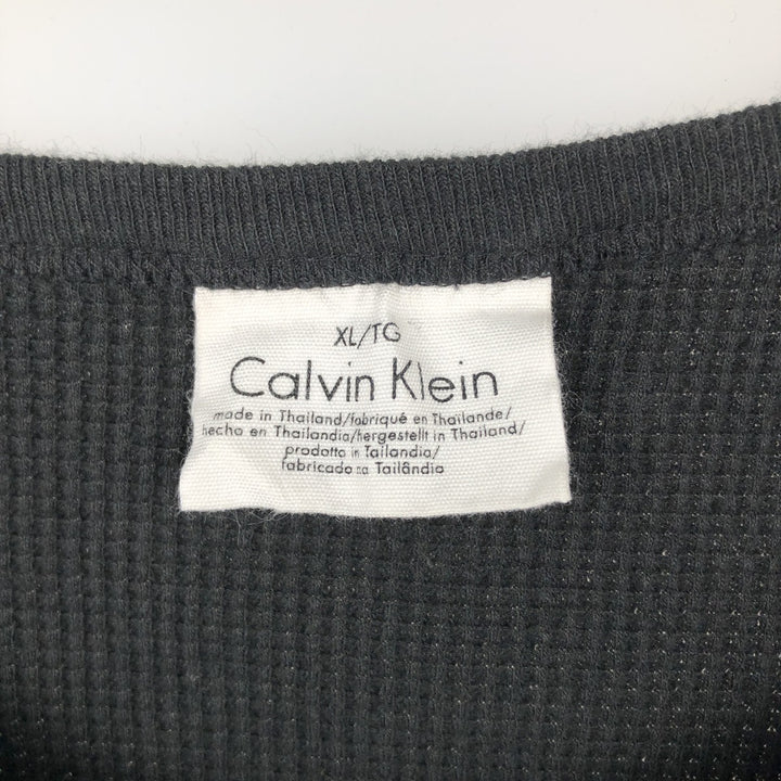 Calvin Klein Thermal Long-Sleeve T-Shirt, Waffle Pattern, Men's Size XL (equivalent) cotton black type Vintage Second Hand
