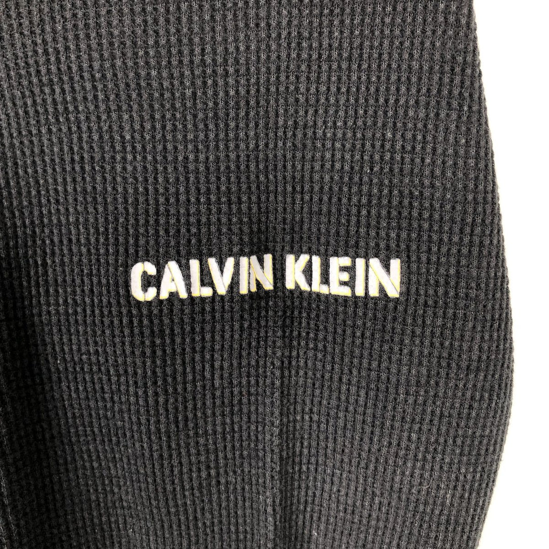 Calvin Klein Thermal Long-Sleeve T-Shirt, Waffle Pattern, Men's Size XL (equivalent) cotton black type Vintage Second Hand