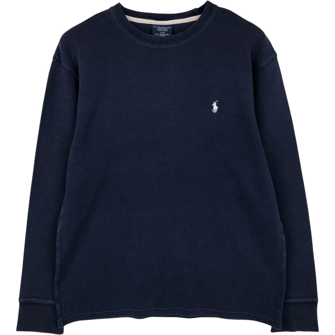 Ralph Lauren POLO RALPH LAUREN SLEEPWEAR Thermal Long T-shirt Waffle Men's L size cotton navy blue type Vintage Second Hand